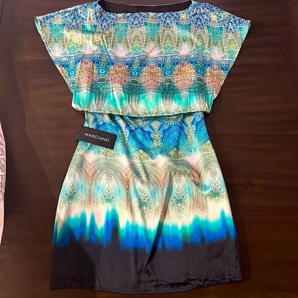 Marciano womens ombre green, blue and black mini dress - Picture 1 of 5